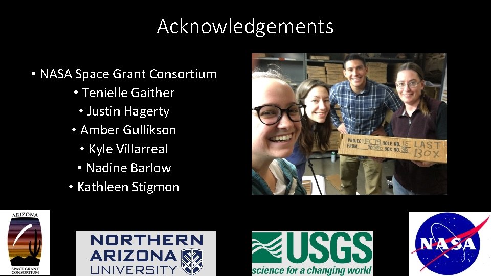 Acknowledgements • NASA Space Grant Consortium • Tenielle Gaither • Justin Hagerty • Amber