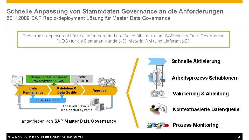 Schnelle Anpassung von Stammdaten Governance an die Anforderungen 50112889 SAP Rapid deployment Lösung für