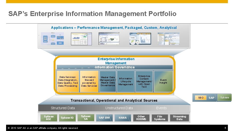 SAP’s Enterprise Information Management Portfolio Applications – Performance Management, Packaged, Custom, Analytical Enterprise Information