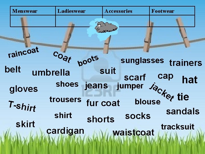 Menswear t a o c rain belt Ladieswear coa t umbrella gloves T-shirt skirt Menswear t a o c rain belt Ladieswear coa t umbrella gloves T-shirt skirt