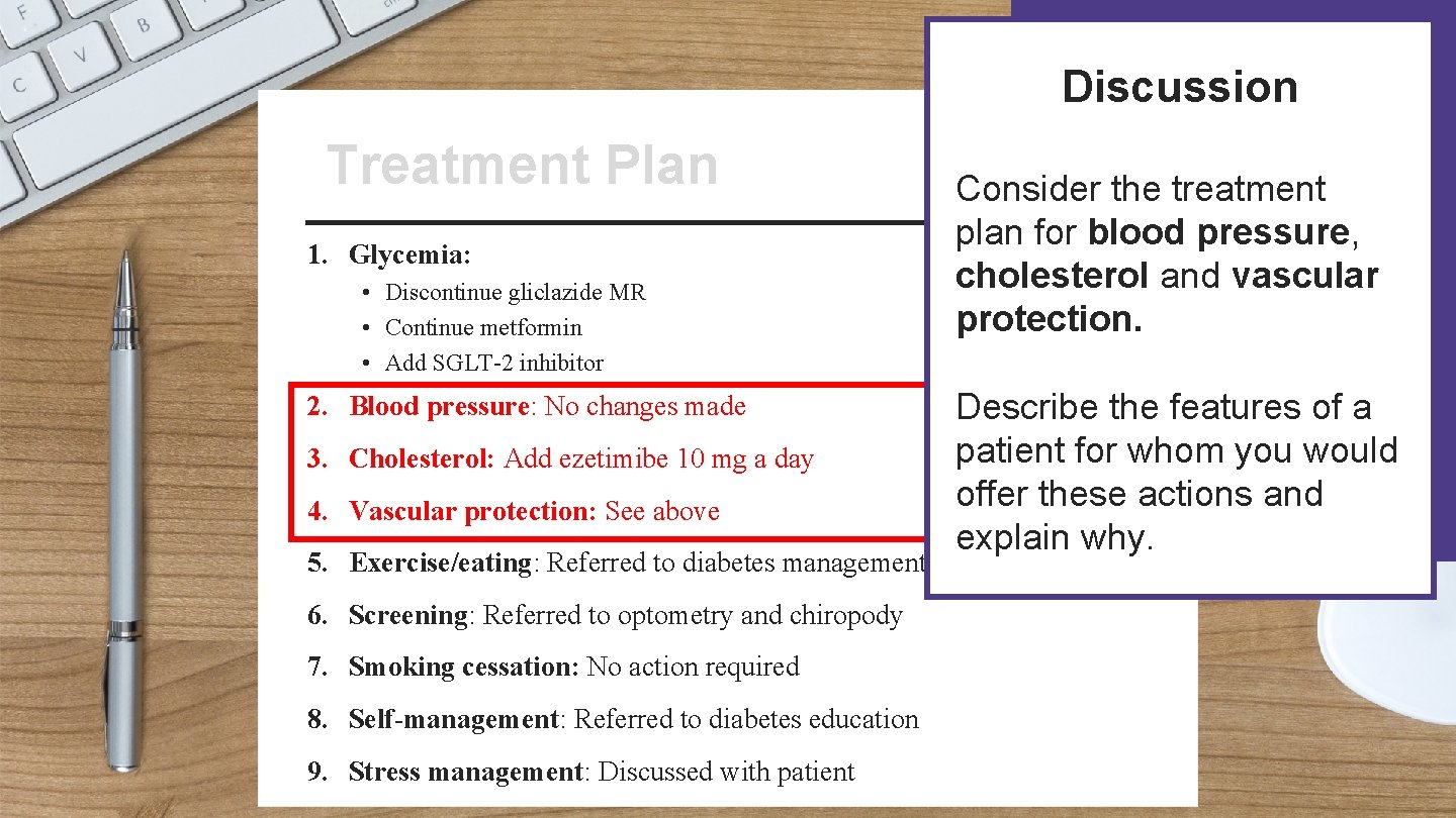 Discussion Patient Name: Treatment Plan Address: 1. Glycemia: • Discontinue gliclazide MR • Continue