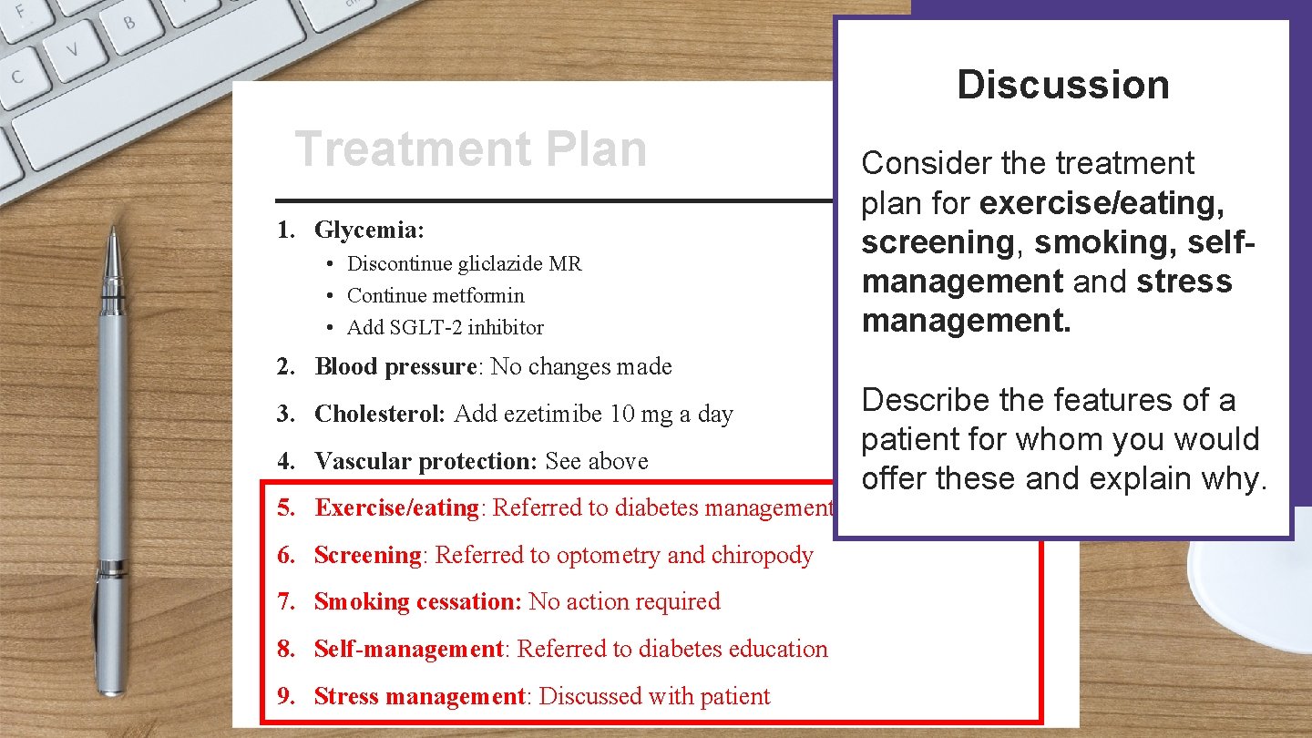 Discussion Patient Name: Treatment Plan Address: 1. Glycemia: • Discontinue gliclazide MR • Continue