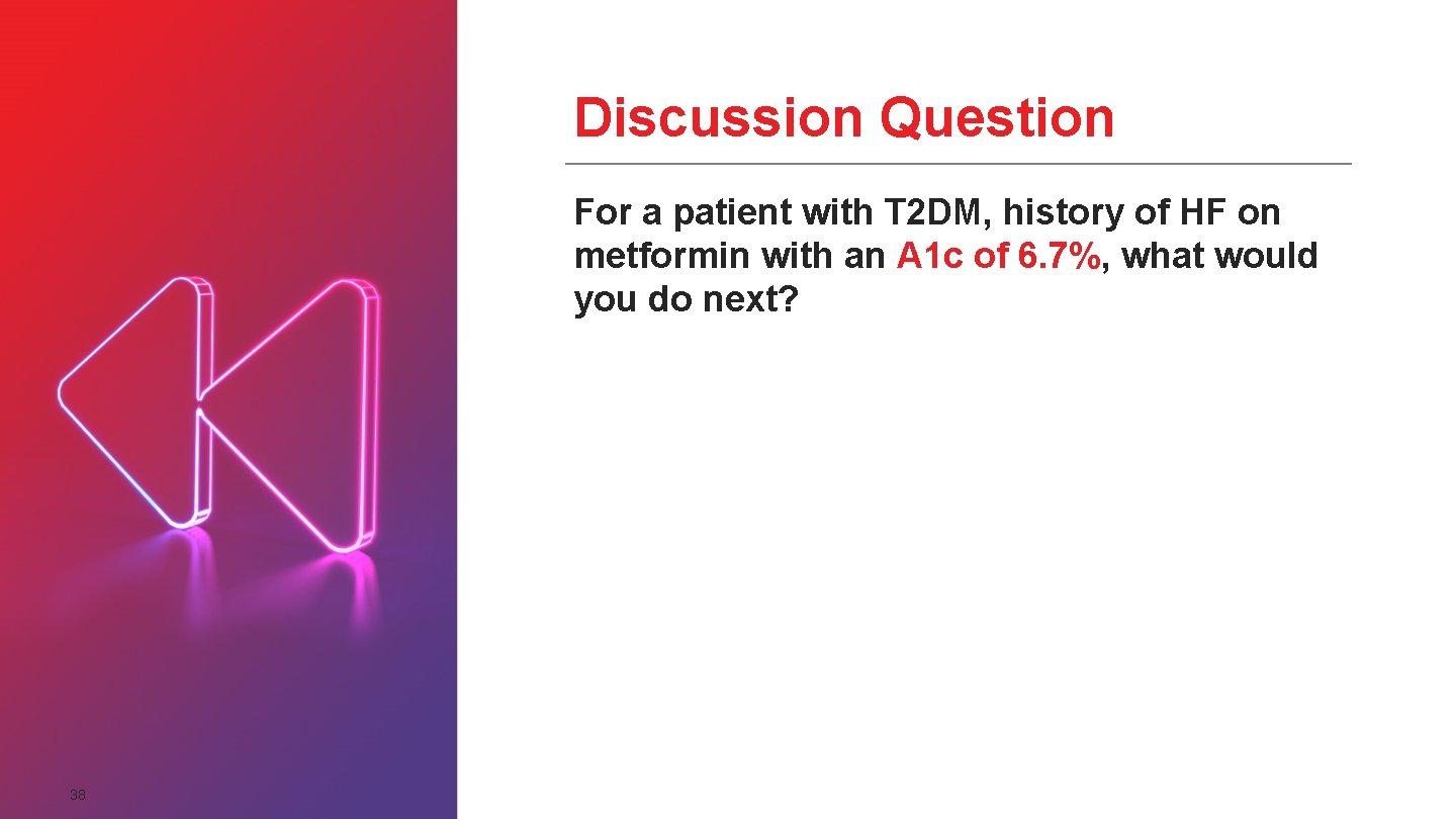 Discussion Question For a patient with T 2 DM, history of HF on metformin