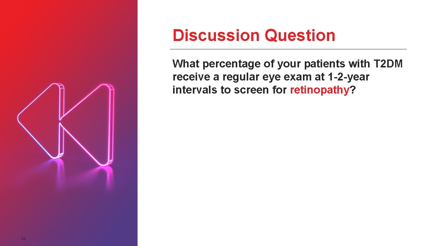 Discussion Question What percentage of your patients with T 2 DM receive a regular