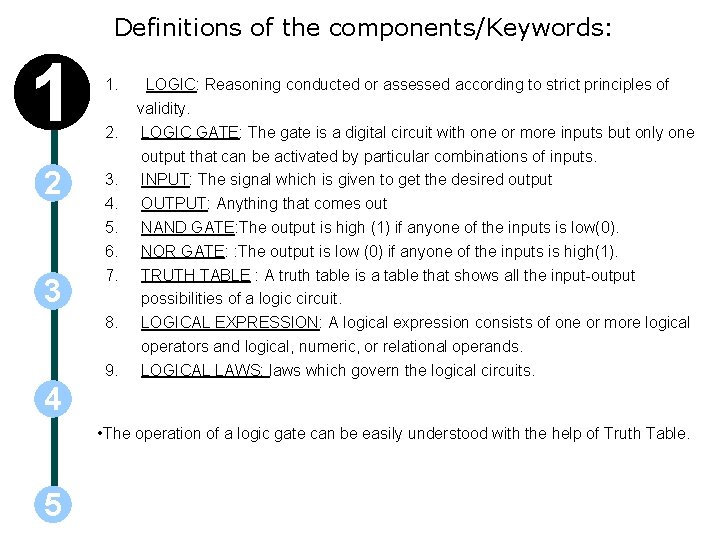 Definitions of the components/Keywords: 1 2 3 1. 2. 3. 4. 5. 6. 7.