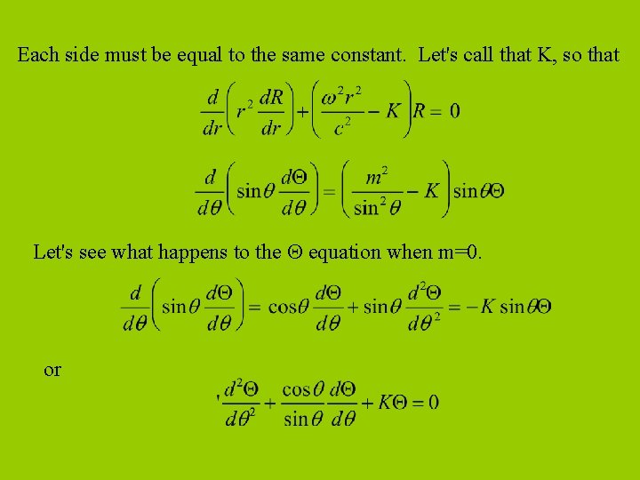 Each side must be equal to the same constant. Let's call that K, so