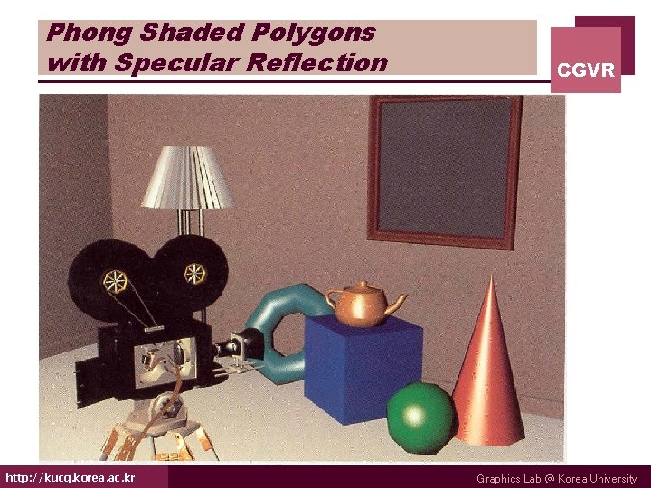 Phong Shaded Polygons with Specular Reflection http: //kucg. korea. ac. kr CGVR Graphics Lab