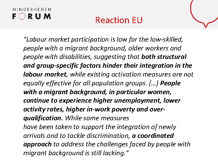 Reaction EU Mentor 2 wo rk “Labour market participation is low for the low-skilled,