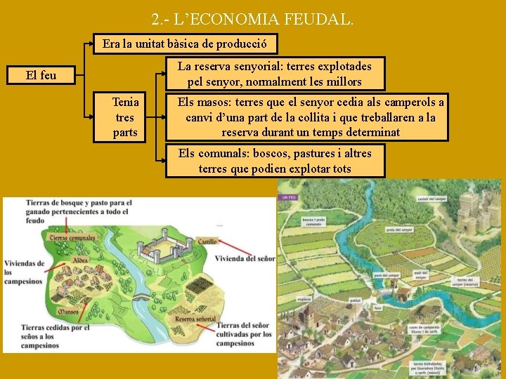 2. - L’ECONOMIA FEUDAL. Era la unitat bàsica de producció La reserva senyorial: terres