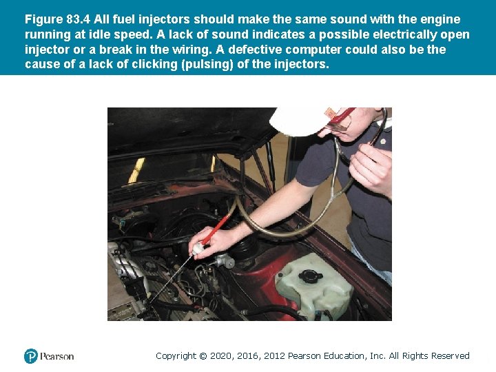 Figure 83. 4 All fuel injectors should make the same sound with the engine