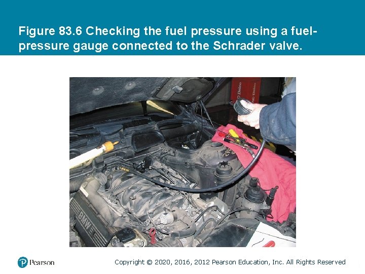 Figure 83. 6 Checking the fuel pressure using a fuelpressure gauge connected to the