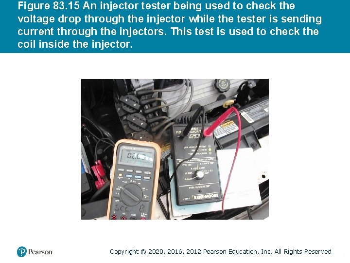 Figure 83. 15 An injector tester being used to check the voltage drop through