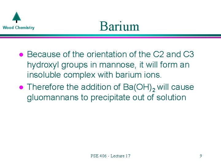 Wood Chemistry l l Barium Because of the orientation of the C 2 and