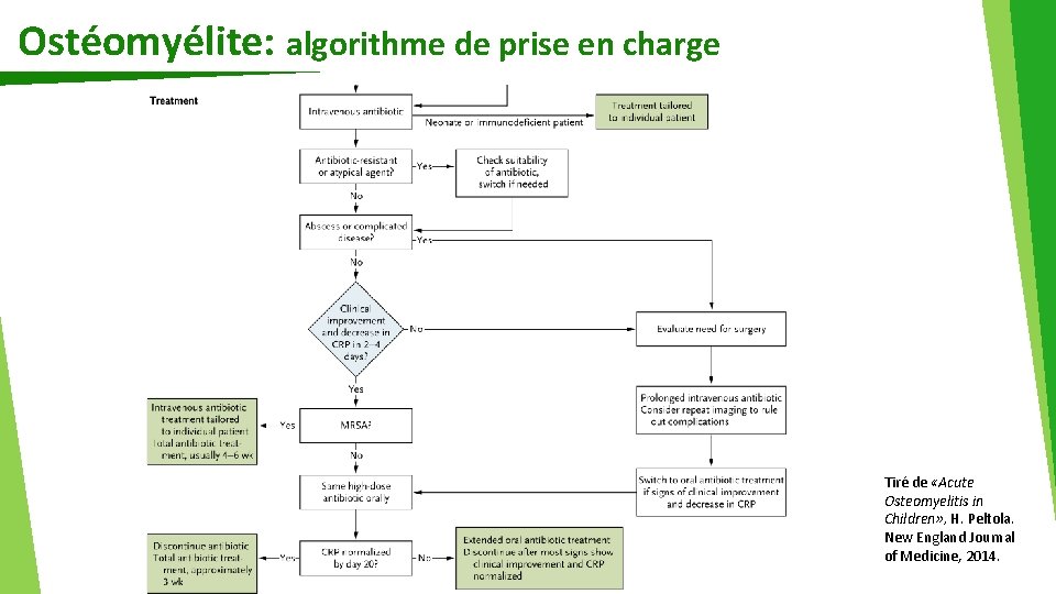 Ostéomyélite: algorithme de prise en charge Tiré de «Acute Osteomyelitis in Children» , H.