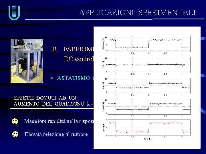 APPLICAZIONI SPERIMENTALI B. ESPERIMENTO DC controllore PID • ASTATISMO a regime EFFETTI DOVUTI AD APPLICAZIONI SPERIMENTALI B. ESPERIMENTO DC controllore PID • ASTATISMO a regime EFFETTI DOVUTI AD