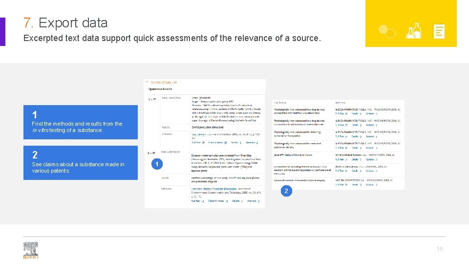 7. Export data Excerpted text data support quick assessments of the relevance of a 7. Export data Excerpted text data support quick assessments of the relevance of a