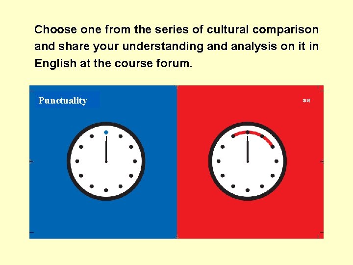 Choose one from the series of cultural comparison and share your understanding and analysis