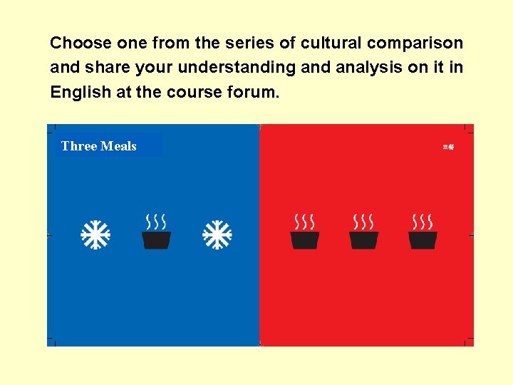 Choose one from the series of cultural comparison and share your understanding and analysis