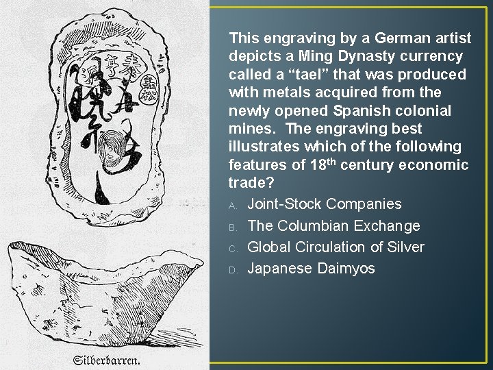 This engraving by a German artist depicts a Ming Dynasty currency called a “tael”