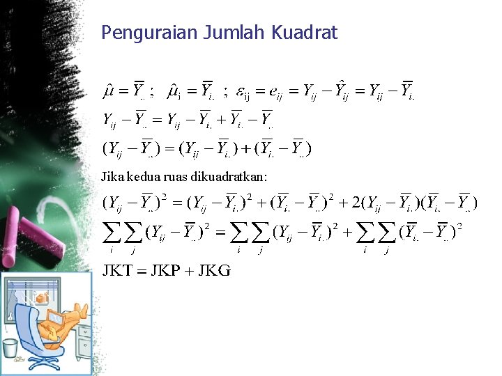 Penguraian Jumlah Kuadrat Jika kedua ruas dikuadratkan: 