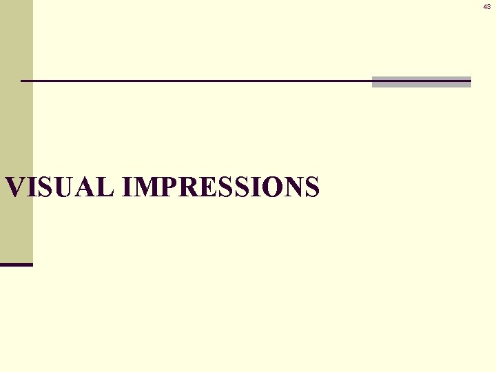 43 VISUAL IMPRESSIONS 43 VISUAL IMPRESSIONS