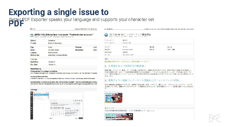 Exporting a single issue to Better PDF Exporter speaks your language and supports your