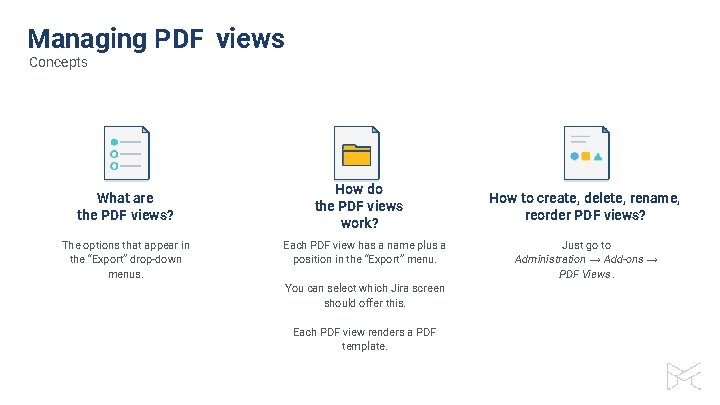 Managing PDF views Concepts What are the PDF views? The options that appear in
