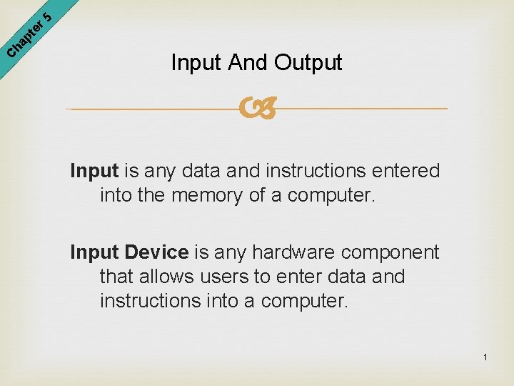 er 5 pt ha C Input And Output Input is any data and instructions