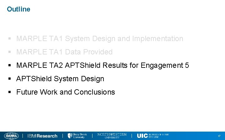 Outline § MARPLE TA 1 System Design and Implementation § MARPLE TA 1 Data