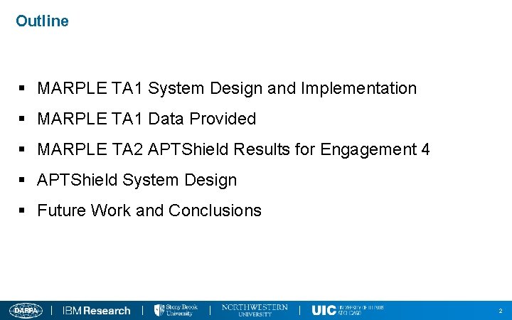 Outline § MARPLE TA 1 System Design and Implementation § MARPLE TA 1 Data