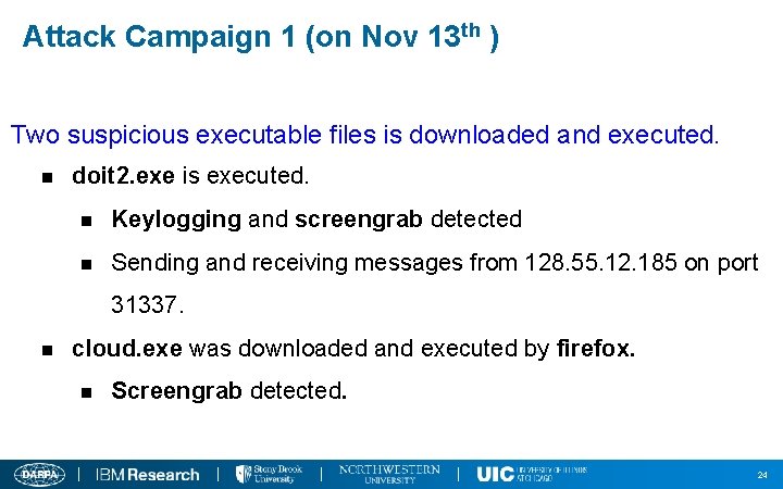 Attack Campaign 1 (on Nov 13 th ) Two suspicious executable files is downloaded