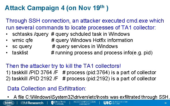Attack Campaign 4 (on Nov 19 th ) Through SSH connection, an attacker executed