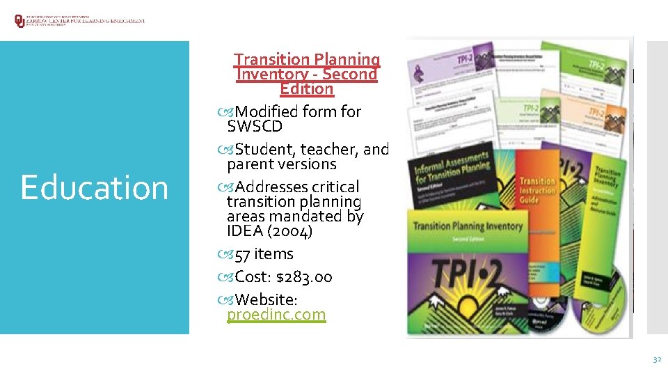 Education Transition Planning Inventory - Second Edition Modified form for SWSCD Student, teacher, and