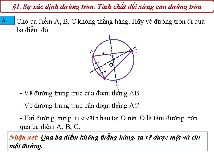 § 1. Sự xác định đường tròn. Tính chất đối xứng của đường tròn