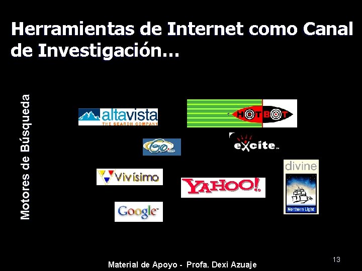 Motores de Búsqueda Herramientas de Internet como Canal de Investigación… Material de Apoyo -