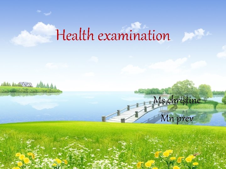 Health examination Ms christine Mn prev 