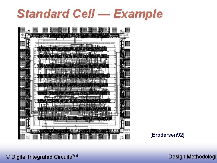 Standard Cell — Example [Brodersen 92] © Digital Integrated Circuits 2 nd Design Methodologie