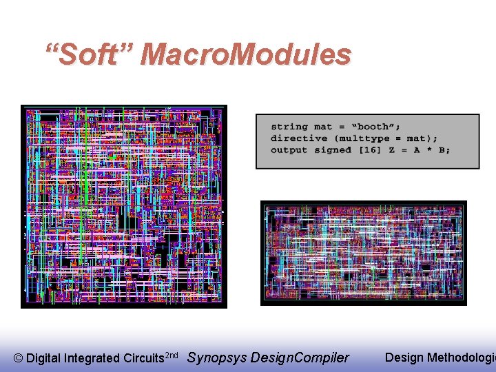 “Soft” Macro. Modules © Digital Integrated Circuits 2 nd Synopsys Design. Compiler Design Methodologie