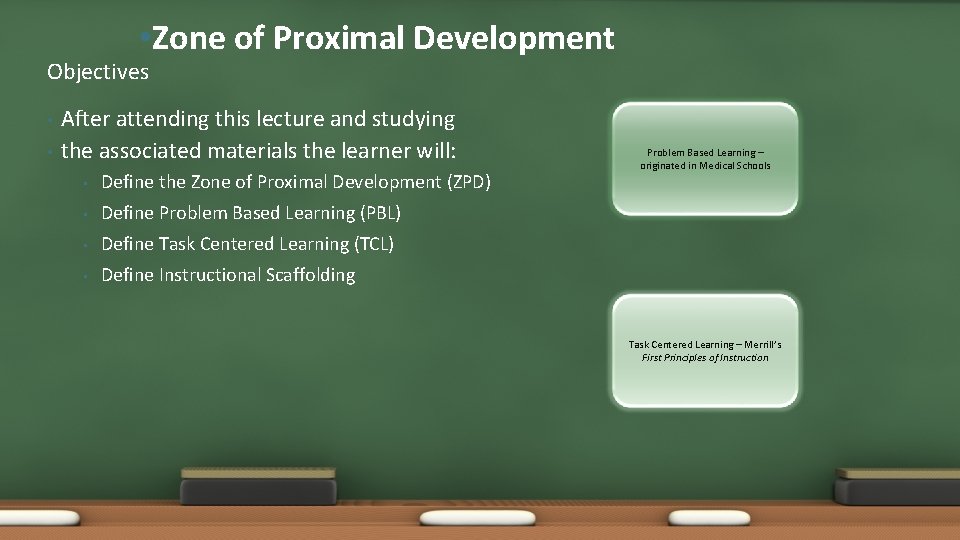  • Zone of Proximal Development Objectives • • After attending this lecture and