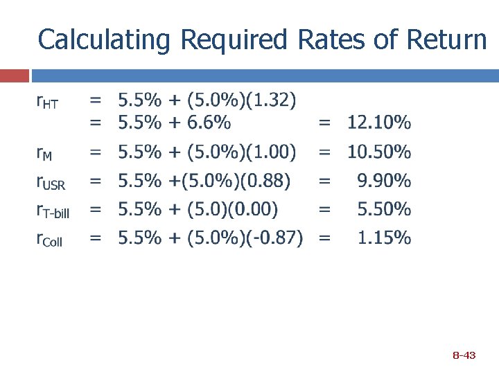 Calculating Required Rates of Return 8 -43 