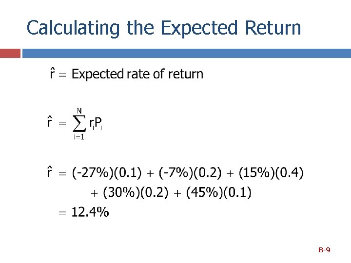 Calculating the Expected Return 8 -9 