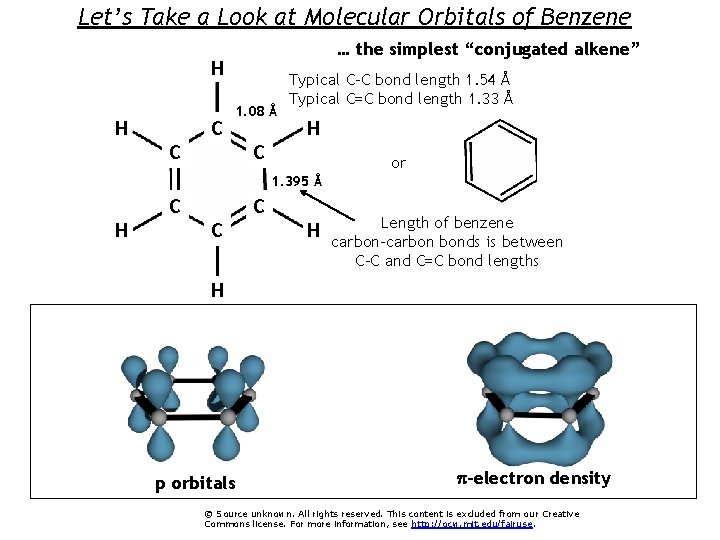 Let’s Take a Look at Molecular Orbitals of Benzene … the simplest “conjugated alkene”