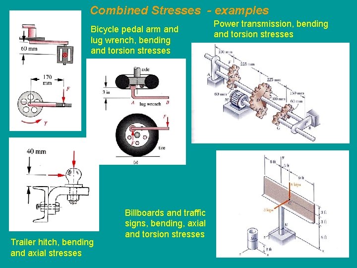 Combined Stresses - examples Bicycle pedal arm and lug wrench, bending and torsion stresses