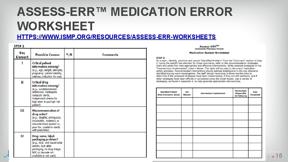 ASSESS-ERR™ MEDICATION ERROR WORKSHEET HTTPS: //WWW. ISMP. ORG/RESOURCES/ASSESS-ERR-WORKSHEETS ISMP Confidential © 2020 ISMP |