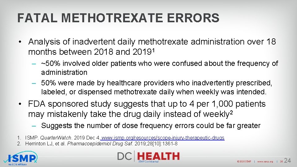 FATAL METHOTREXATE ERRORS • Analysis of inadvertent daily methotrexate administration over 18 months between