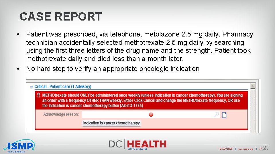 CASE REPORT • Patient was prescribed, via telephone, metolazone 2. 5 mg daily. Pharmacy