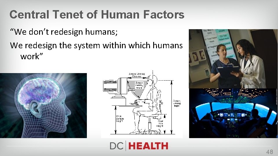 Central Tenet of Human Factors “We don’t redesign humans; We redesign the system within