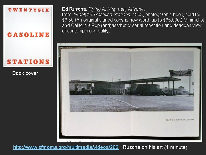 Ed Ruscha, Flying A, Kingman, Arizona, from Twentysix Gasoline Stations, 1963, photographic book, sold