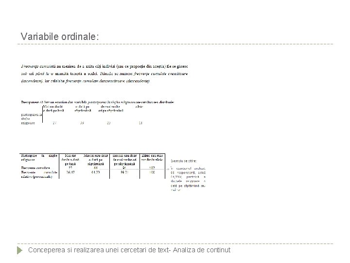 Variabile ordinale: Conceperea si realizarea unei cercetari de text- Analiza de continut 
