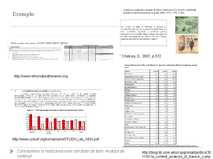 Exemple: Chelcea, S. , 2007, p. 572 http: //www. whomakesthenews. org http: //www. unicef.